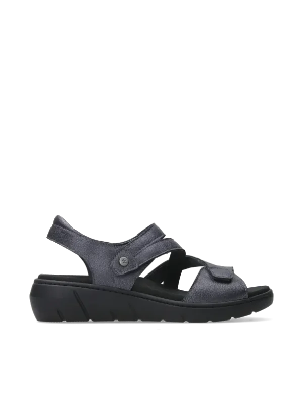 Wolky Ikaria - antraciet leer Sandalen voor dames
