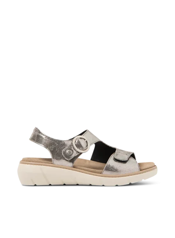 Wolky Leros - grijs metallic leer Sandalen voor dames