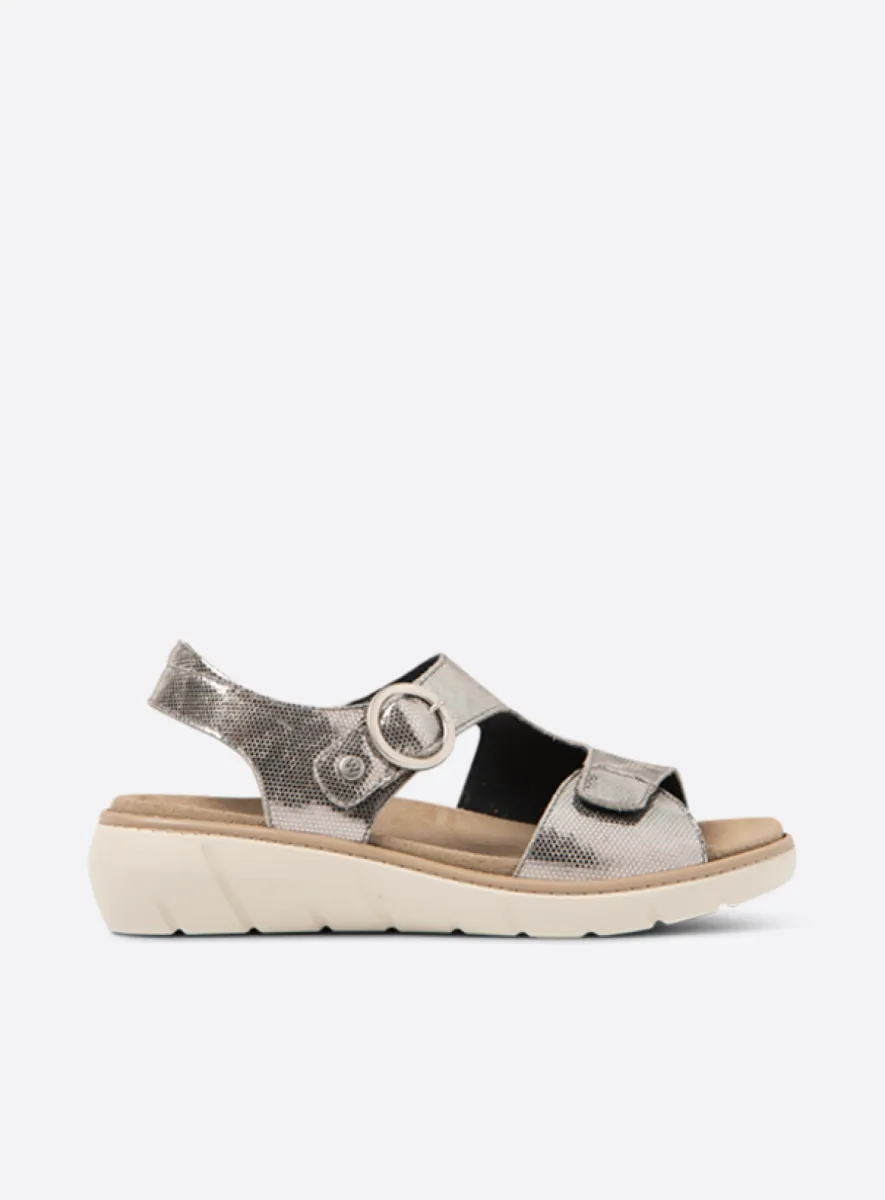 Wolky Leros - grijs metallic leer Sandalen voor dames