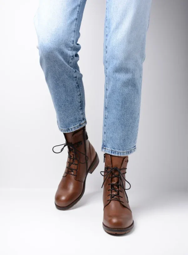 Wolky Murray - cognac leer Veterlaarzen voor dames