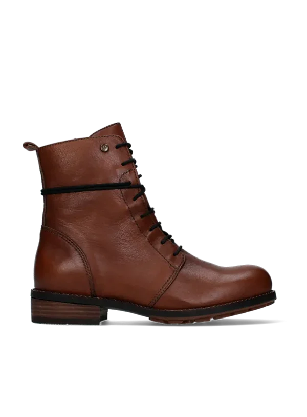Wolky Murray - cognac leer Veterlaarzen voor dames