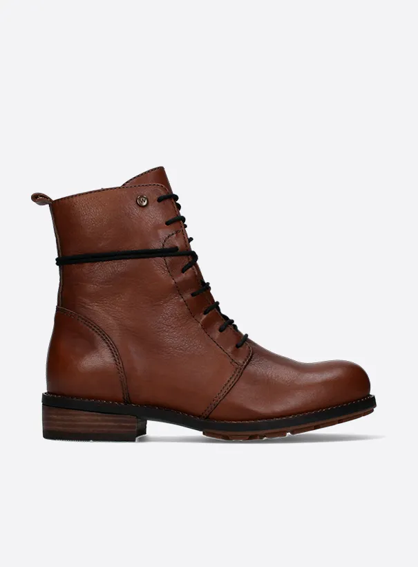 Wolky Murray - cognac leer Veterlaarzen voor dames