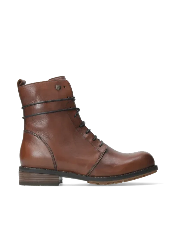 Wolky Murray+ - cognac leer Veterlaarzen voor dames