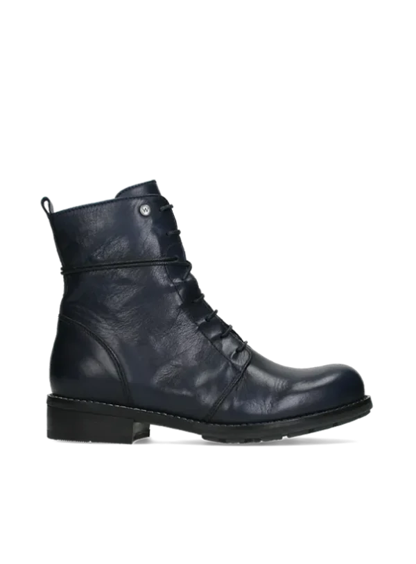 Wolky Murray+ - blauw leer Veterlaarzen voor dames