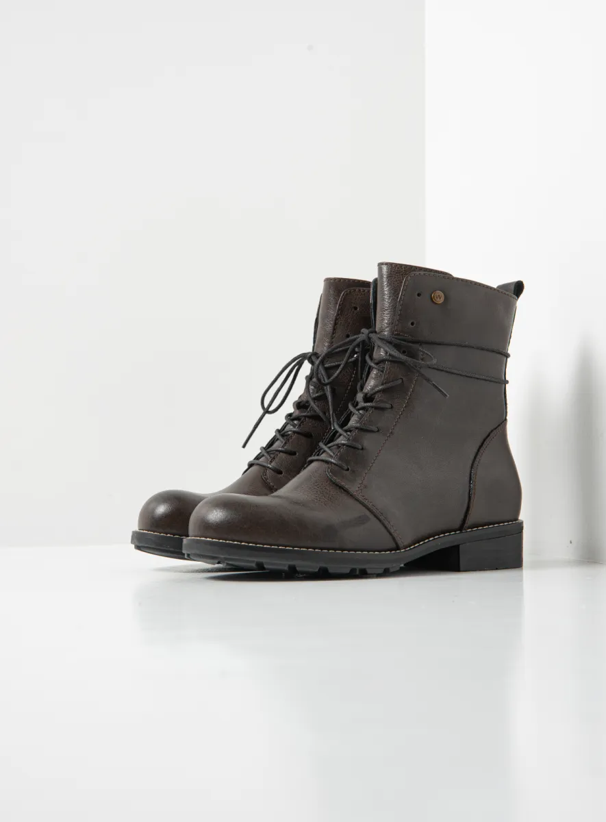 Wolky Murray+ - bruin leer Biker boots voor dames