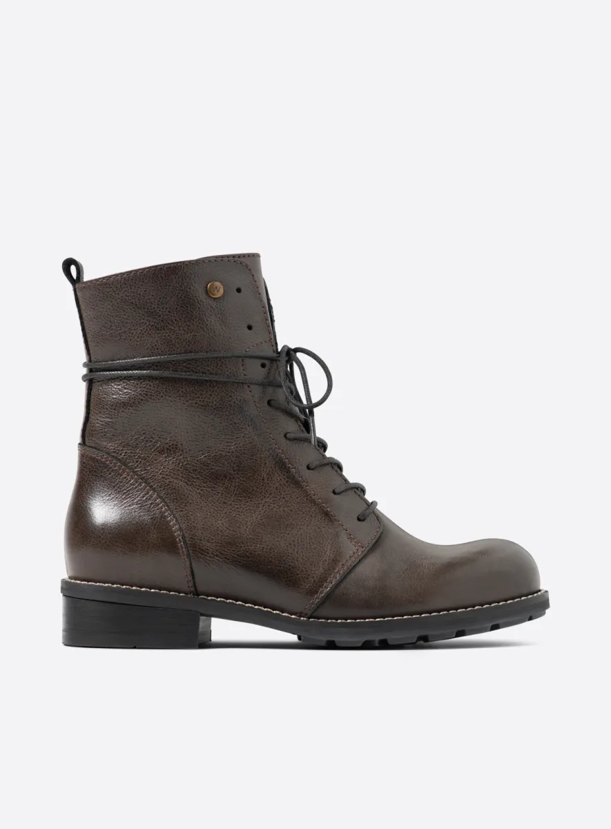 Wolky Murray+ - bruin leer Biker boots voor dames