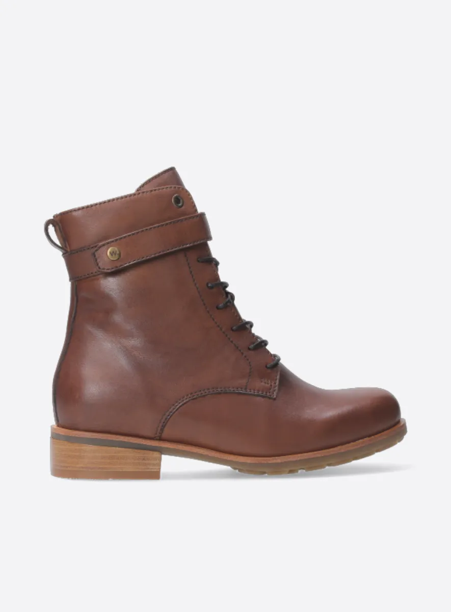 Wolky Sutton - cognac leer Veterlaarzen voor dames