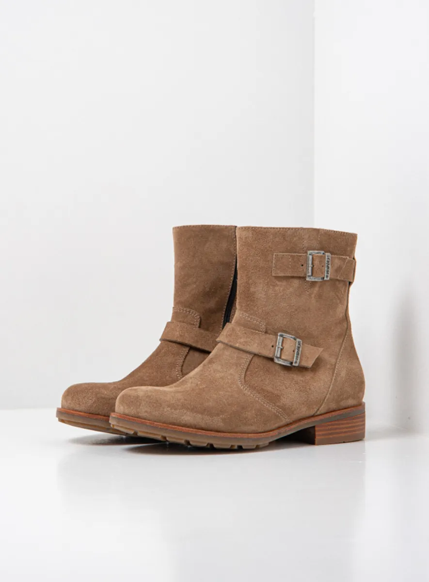 Wolky Devon - beige geolied suede Enkellaarsjes voor dames