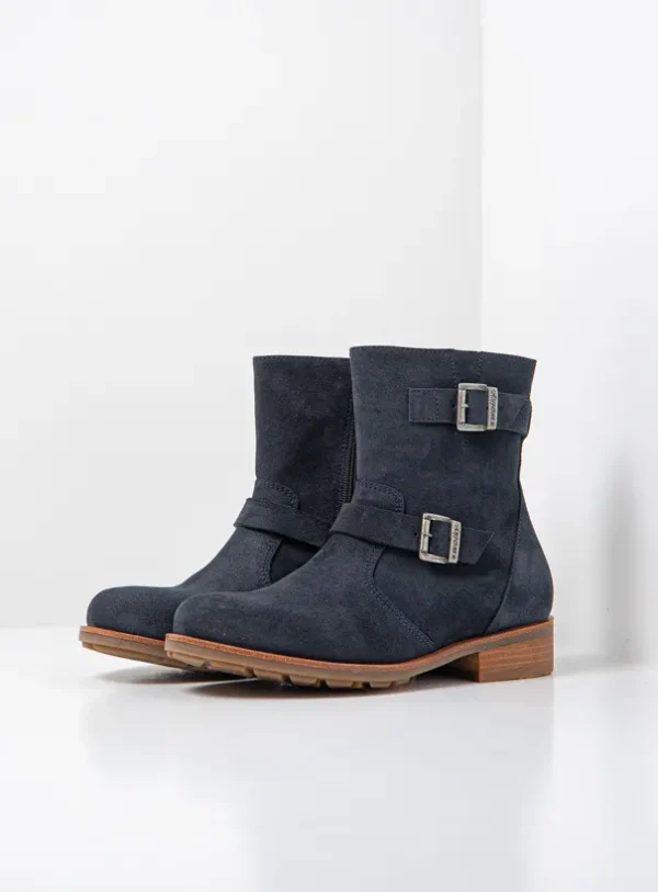 Wolky Devon - blauw geolied suede Enkellaarsjes voor dames