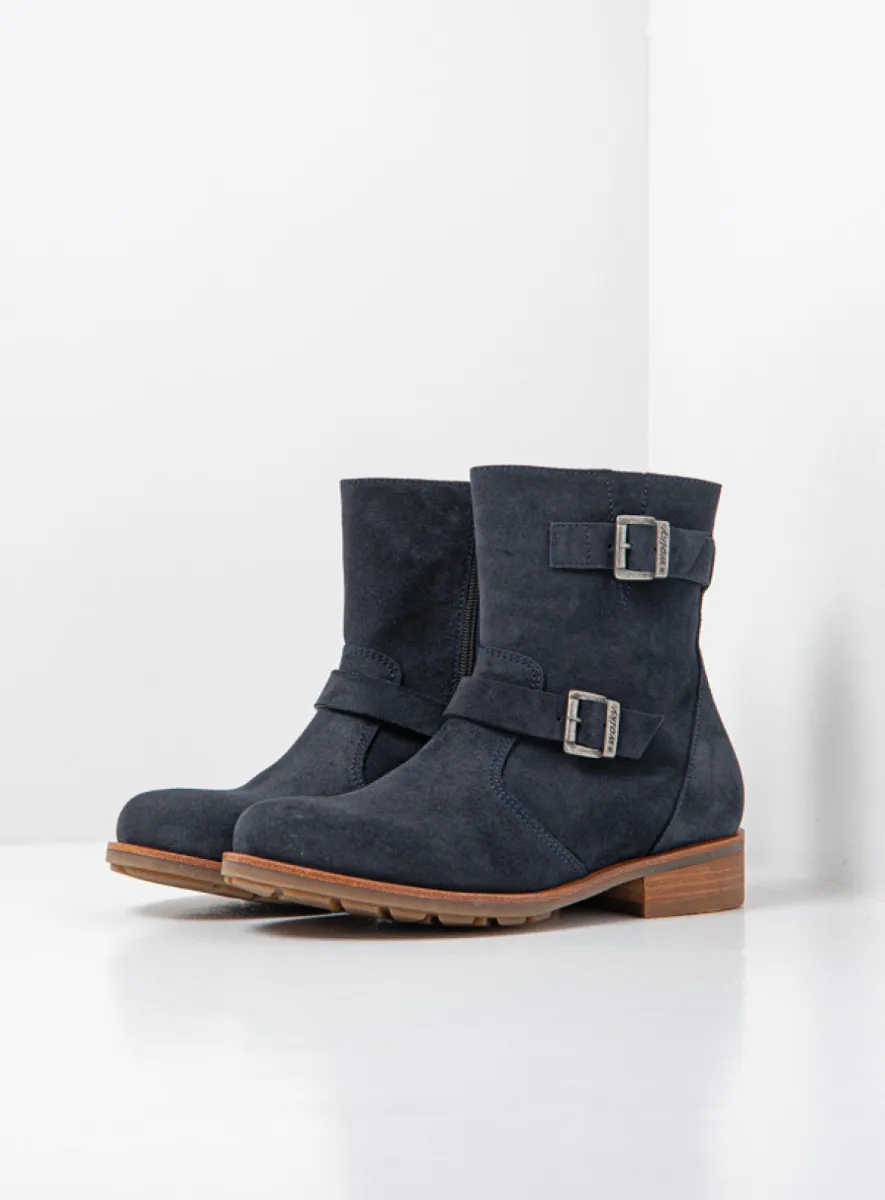 Wolky Devon - blauw geolied suede Enkellaarsjes voor dames