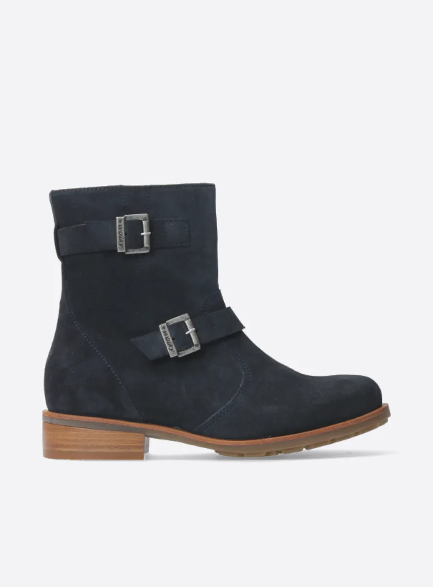 Wolky Devon - blauw geolied suede Enkellaarsjes voor dames