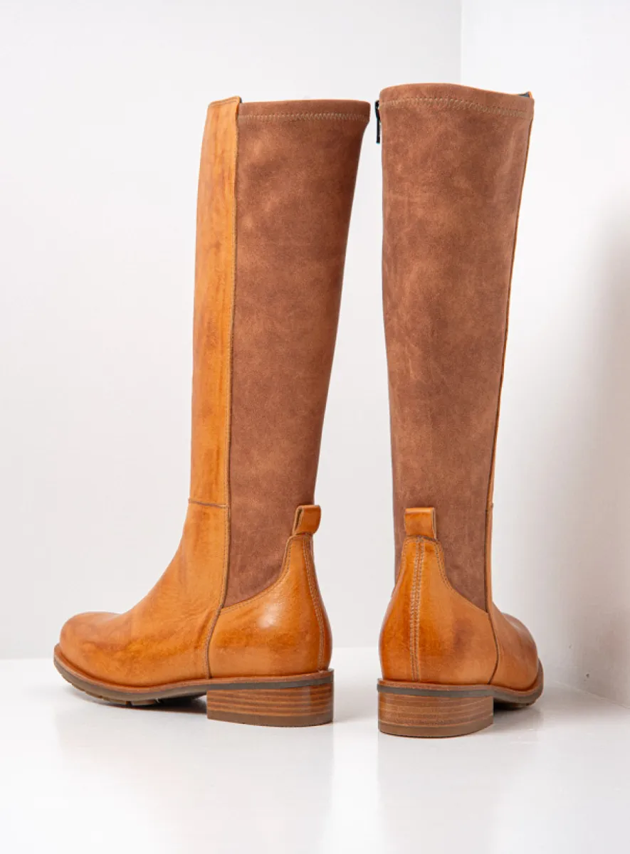 Wolky Hampton - karamel stretch combi leer Laarzen voor dames