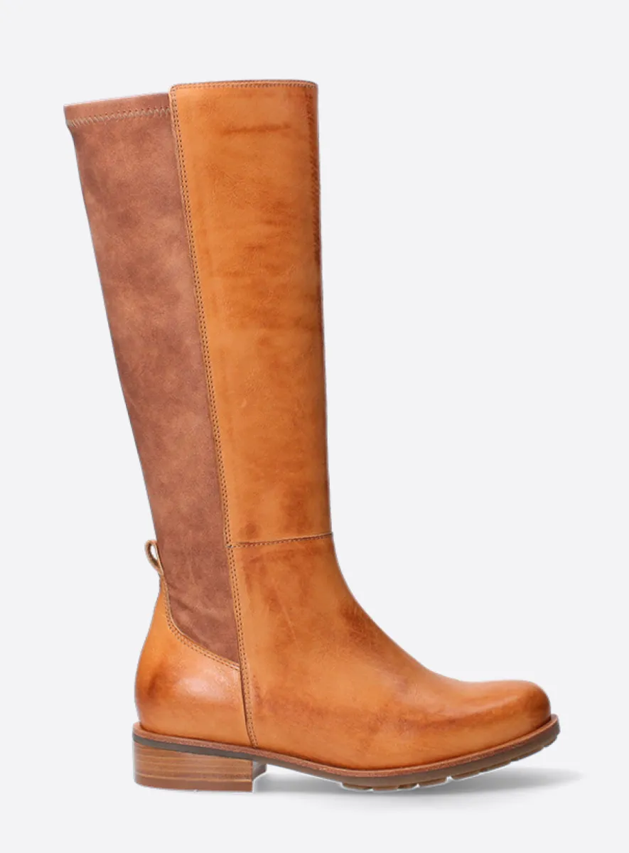 Wolky Hampton - karamel stretch combi leer Laarzen voor dames