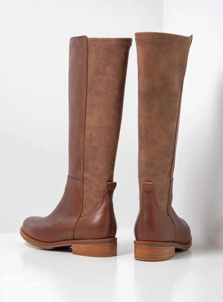 Wolky Hampton - cognac stretch combi leer Laarzen voor dames