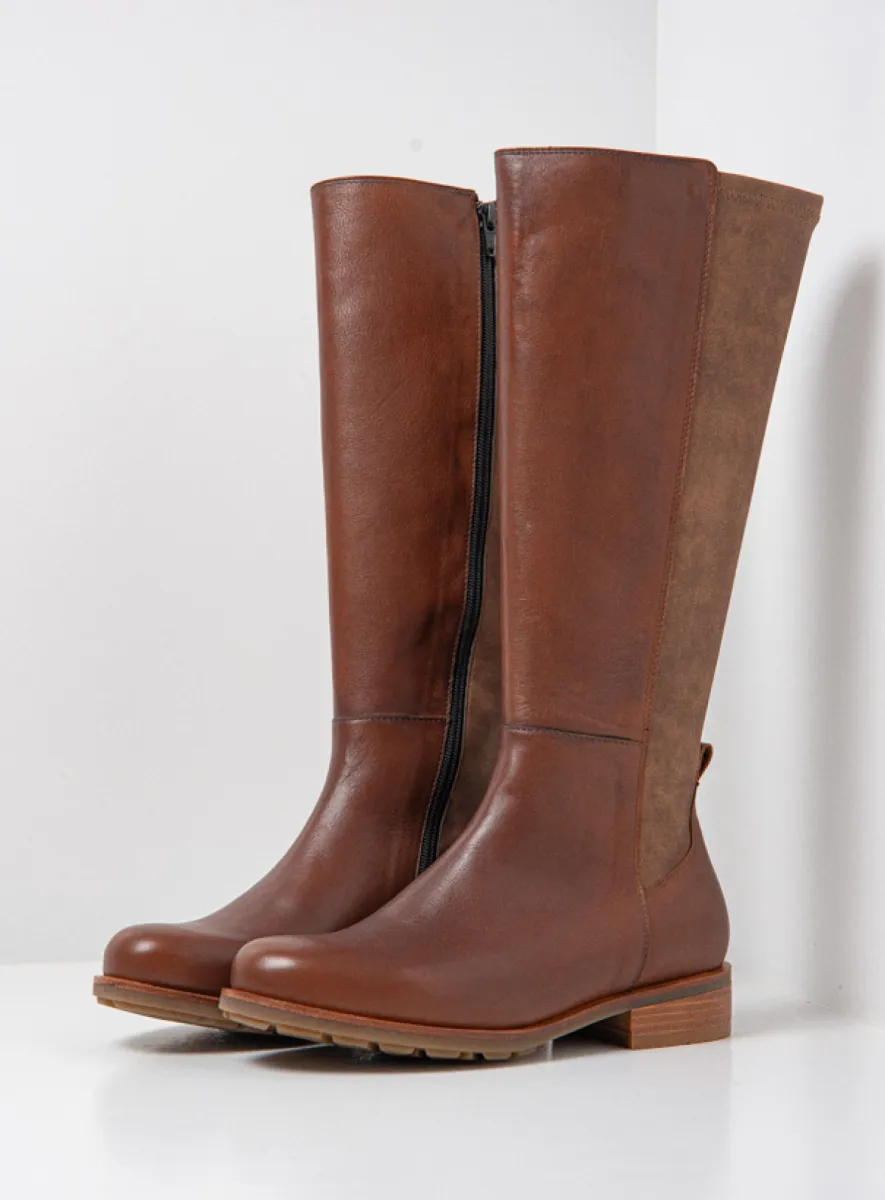 Wolky Laarzen 04487 Hampton 20430 cognac stretch combi leer