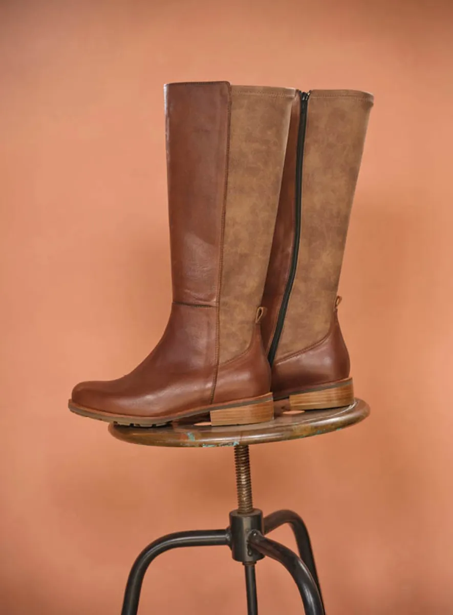 Wolky Laarzen 04487 Hampton 20430 cognac stretch combi leer