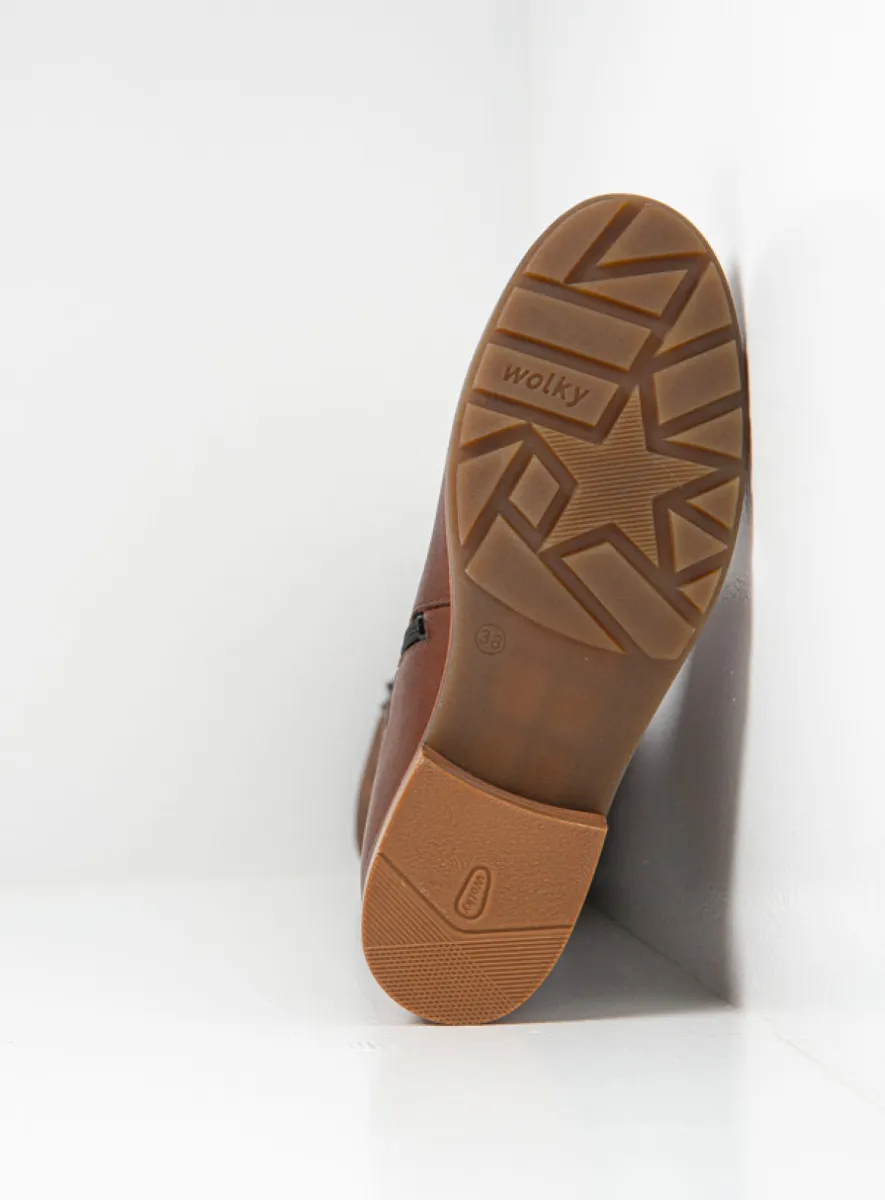 Wolky Laarzen 04487 Hampton 20430 cognac stretch combi leer