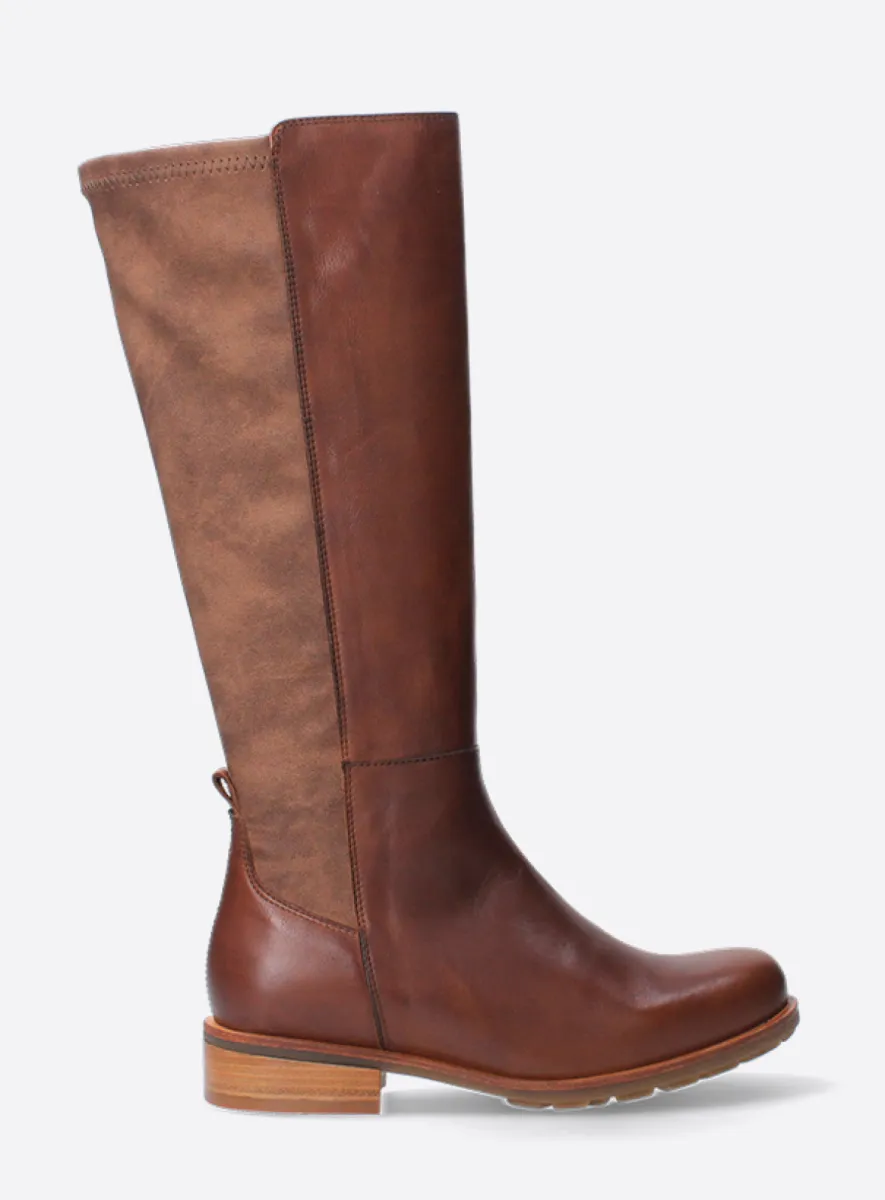 Wolky Hampton - cognac stretch combi leer Laarzen voor dames