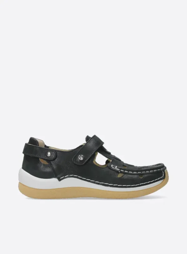 Wolky Esperanza - zwart effectleer Bandschoenen voor dames
