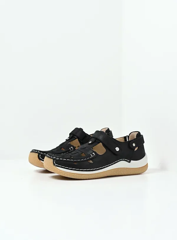Wolky Esperanza - zwart effectleer Bandschoenen voor dames