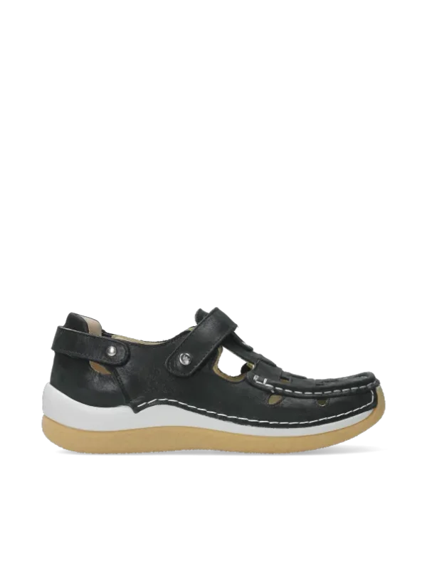 Wolky Esperanza - zwart effectleer Bandschoenen voor dames