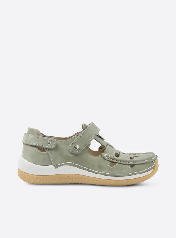 Wolky Esperanza - saliegroen effectleer Bandschoenen voor dames