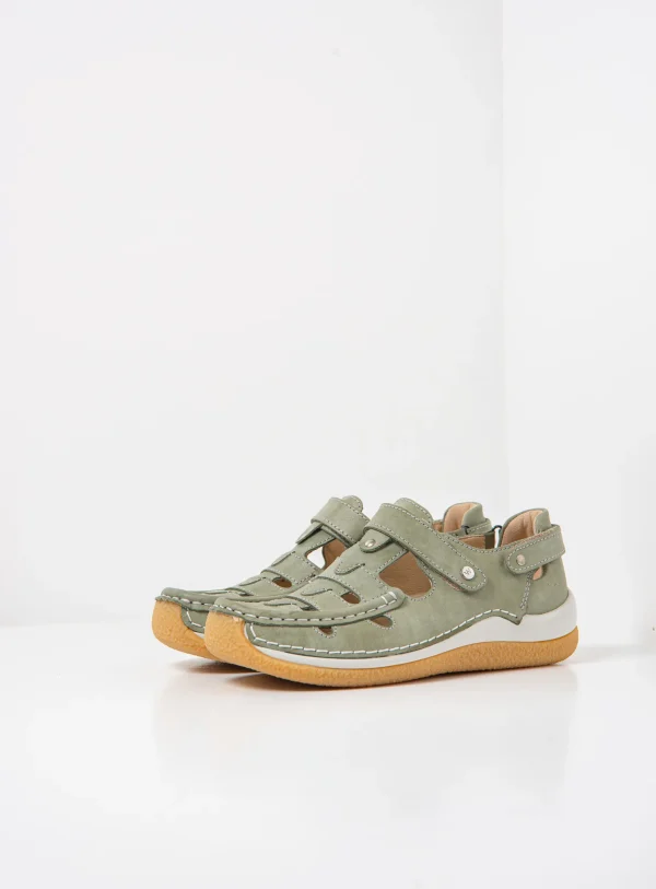 Wolky Esperanza - saliegroen effectleer Bandschoenen voor dames