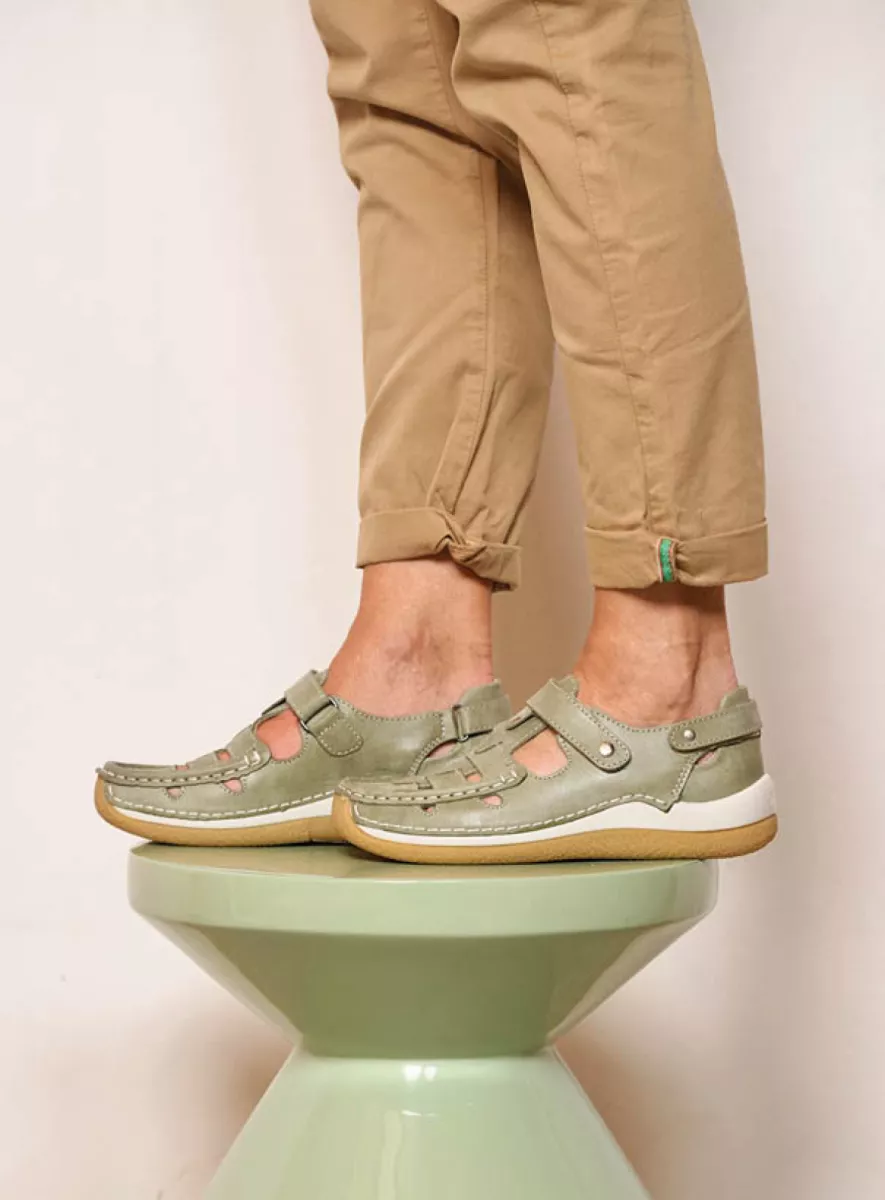 Wolky Comfortschoenen 04528 Esperanza 36701 saliegroen effectleer