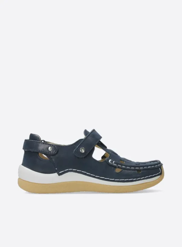 Wolky Esperanza - denimblauw effectleer Bandschoenen voor dames