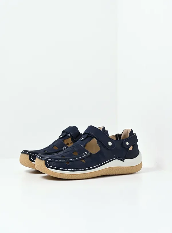Wolky Esperanza - denimblauw effectleer Bandschoenen voor dames