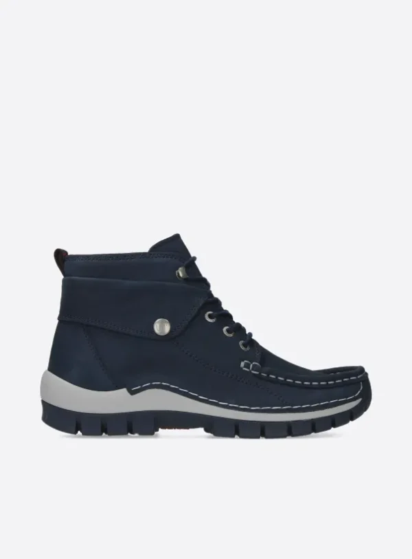 Wolky Jump Summer - denimblauw nubuck Hoge veterschoenen voor dames