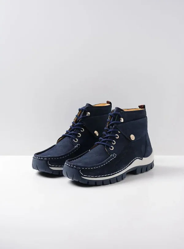 Wolky Jump Summer - denimblauw nubuck Hoge veterschoenen voor dames