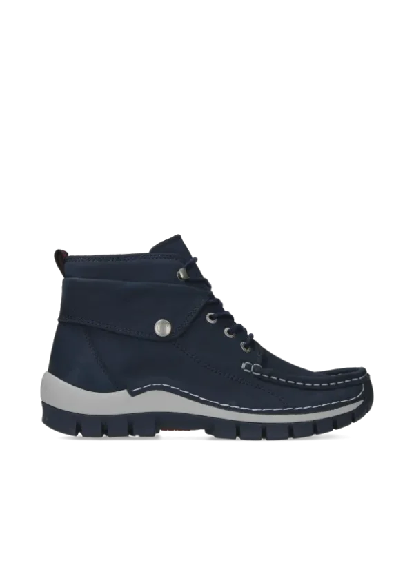Wolky Jump Summer - denimblauw nubuck Hoge veterschoenen voor dames
