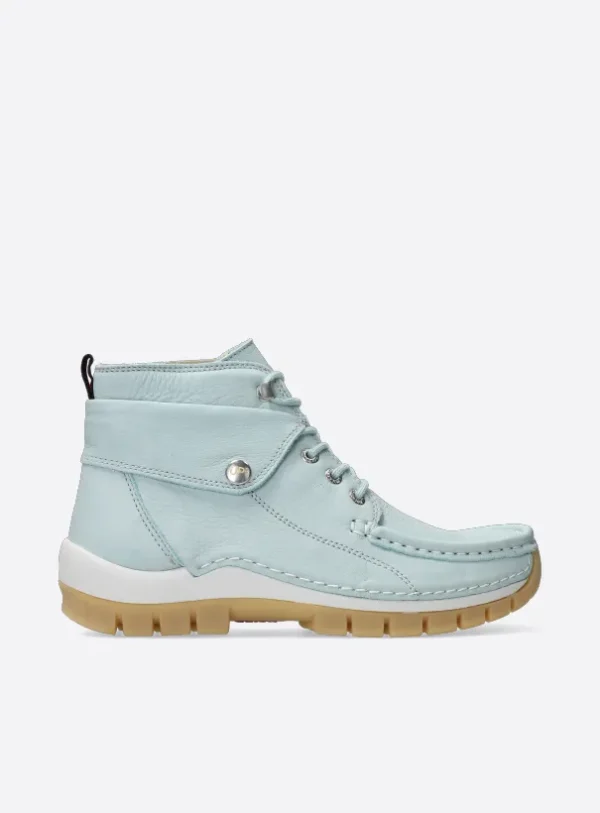 Wolky Jump Summer - lichtblauw leer Hoge veterschoenen voor dames