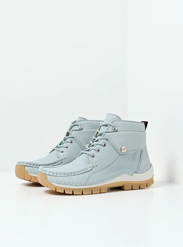 Wolky Jump Summer - lichtblauw leer Hoge veterschoenen voor dames