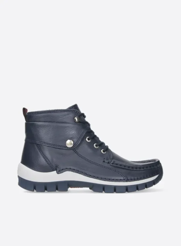 Wolky Jump Summer - denimblauw leer Hoge veterschoenen voor dames
