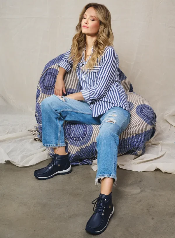 Wolky Jump Summer - denimblauw leer Hoge veterschoenen voor dames