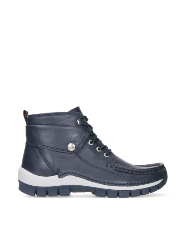 Wolky Jump Summer - denimblauw leer Hoge veterschoenen voor dames