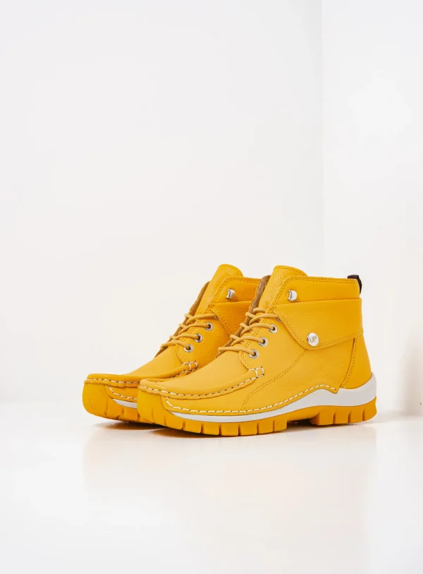 Wolky Jump Summer - geel leer Hoge veterschoenen voor dames