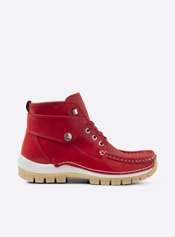 Wolky Jump Summer - rood effectleer Hoge veterschoenen voor dames