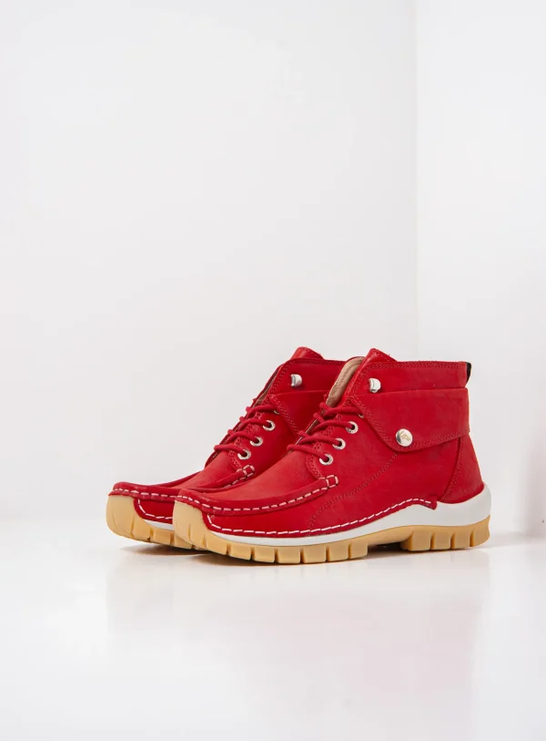 Wolky Jump Summer - rood effectleer Hoge veterschoenen voor dames