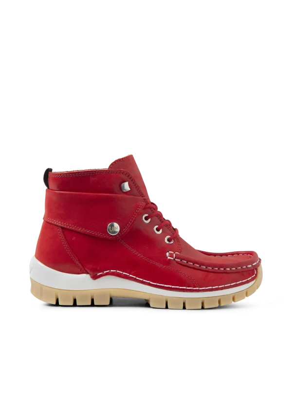 Wolky Jump Summer - rood effectleer Hoge veterschoenen voor dames
