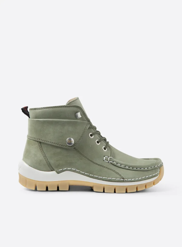 Wolky Jump Summer - saliegroen effectleer Hoge veterschoenen voor dames