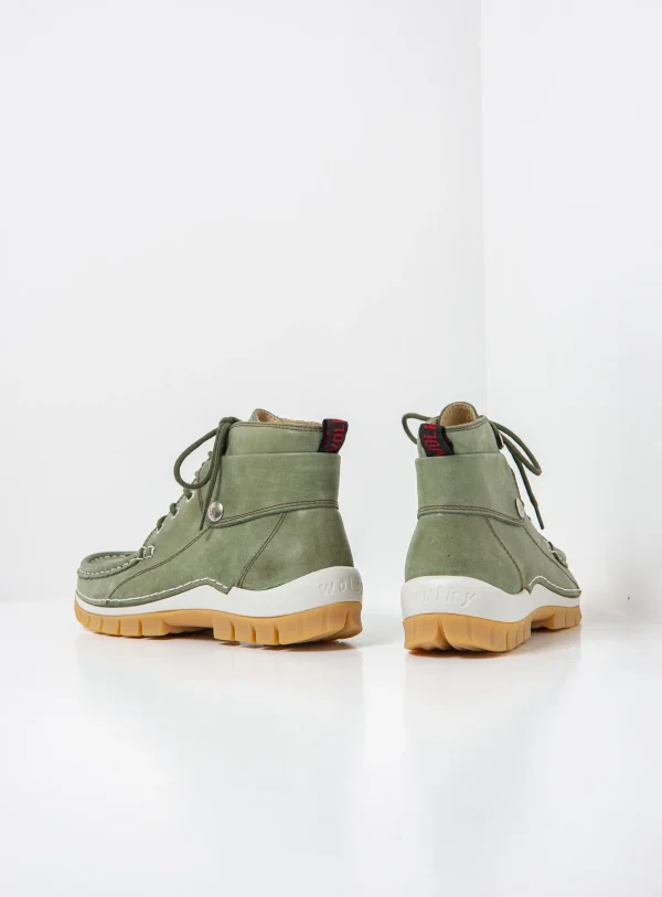Wolky Jump Summer - saliegroen effectleer Hoge veterschoenen voor dames