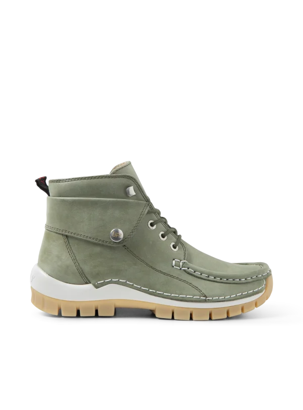 Wolky Jump Summer - saliegroen effectleer Hoge veterschoenen voor dames