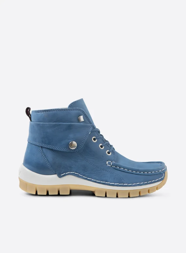 Wolky Jump Summer - blauw effectleer Hoge veterschoenen voor dames