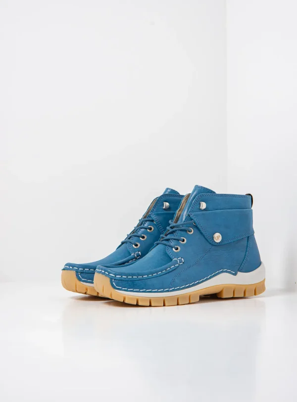 Wolky Jump Summer - blauw effectleer Hoge veterschoenen voor dames