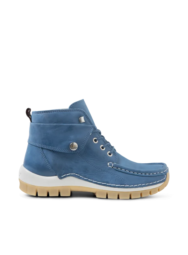 Wolky Jump Summer - blauw effectleer Hoge veterschoenen voor dames