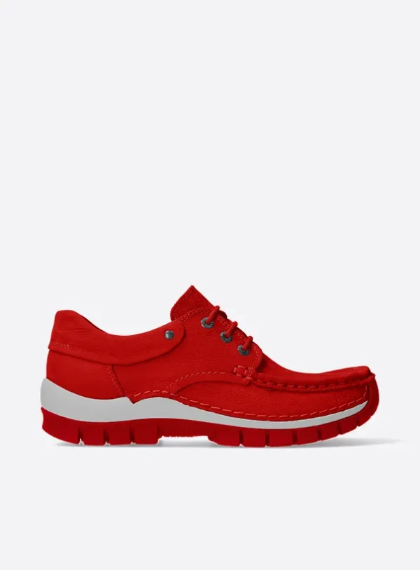 Wolky Fly Summer - rood nubuck Veterschoenen voor dames