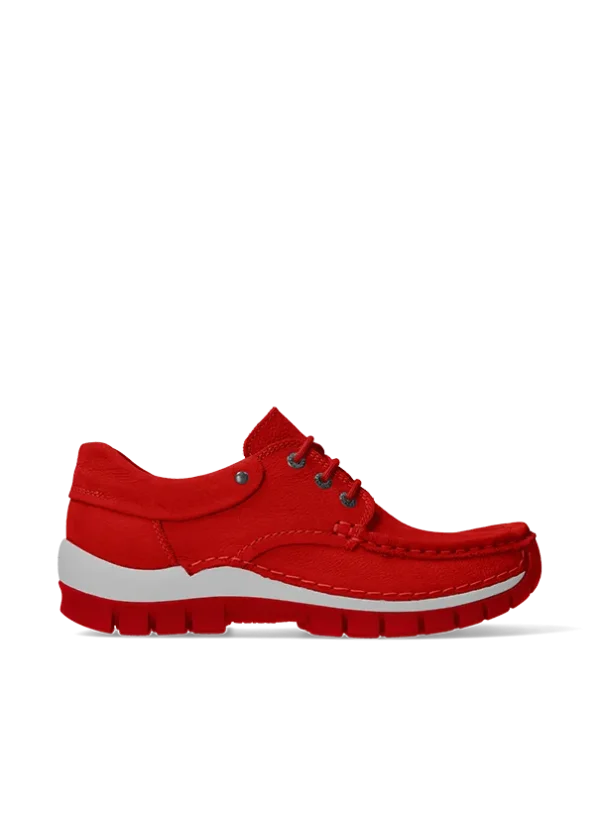 Wolky Fly Summer - rood nubuck Veterschoenen voor dames